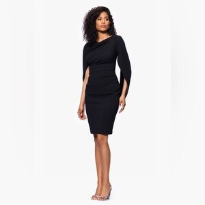 Betsy & Adam Jordan Short Scuba Crepe Draped Back Dress Size 10 Black New